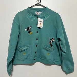 Vintage Disney Mickey & Minnie Embroidered Cardigan Size L NWT 90s Collectible